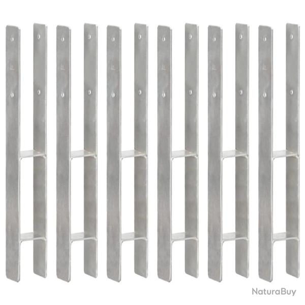Piquets de clture 6 pcs Argent 7x6x60 cm Acier galvanis alsavelo