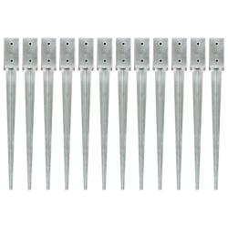 Piquets au sol 12 pcs Argent&eacute; 7x7x75 cm Acier galvanis&eacute;