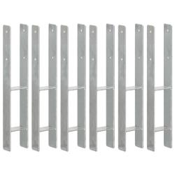 Piquets de cl&ocirc;ture 6 pcs Argent&eacute; 9x6x60 cm Acier galvanis&eacute;