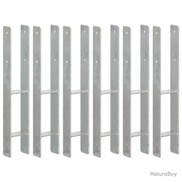 Piquets de cl�ture 6 pcs Argent� 9x6x60 cm Acier galvanis�