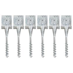 Piquets au sol 6 pcs Argent&eacute; 14x14x58 cm Acier galvanis&eacute;