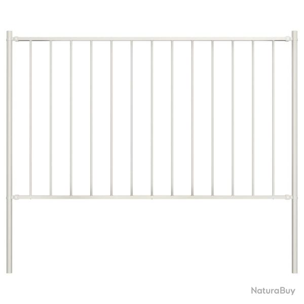 Panneau de cl�ture Woerden avec poteaux en acier 1,7�x�1,25�m blanc