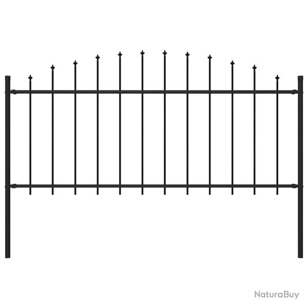 Cl�ture de jardin � dessus en lance Acier (0,5-0,75)x1,7 m Noir alsavelo