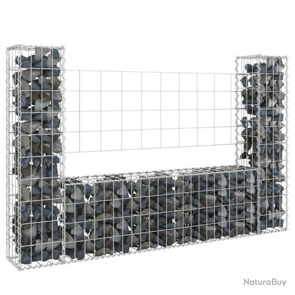Panier de gabion en forme de U avec 2 poteaux Fer 140x20x100 cm alsavelo