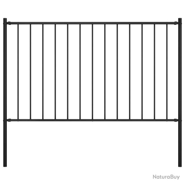 Panneau clture et poteaux Acier enduit poudre 1,7x1,25 m Noir alsavelo