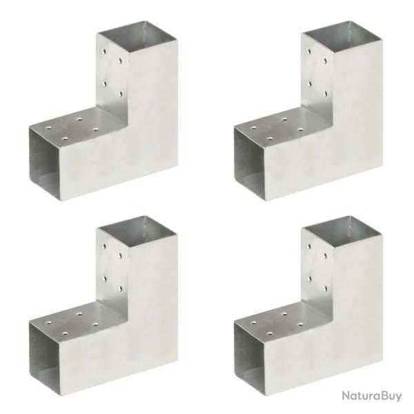 Connecteurs de poteau 4 pcs Forme en L M�tal galvanis� 71x71 mm alsavelo