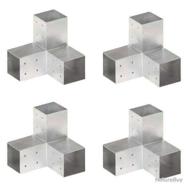 Connecteurs de poteau 4 pcs Forme en Y M�tal galvanis� 81x81 mm