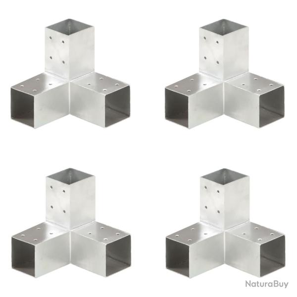Connecteurs de poteau 4 pcs Forme en Y Mtal galvanis 71x71 mm alsavelo
