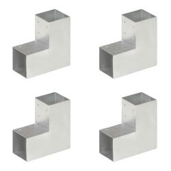 Connecteurs de poteau 4 pcs Forme en L M&eacute;tal galvanis&eacute; 91x91 mm