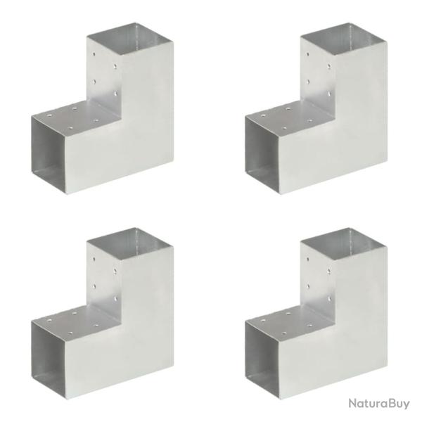 Connecteurs de poteau 4 pcs Forme en L Mtal galvanis 91x91 mm alsavelo