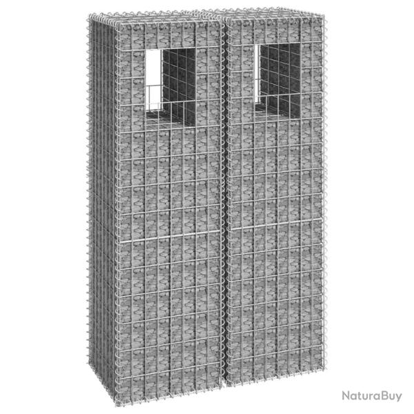 Poteaux � panier de gabion 2 pcs 40x40x140 cm Fer