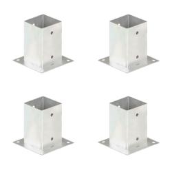 Ancres de poteau 4 pcs M&eacute;tal galvanis&eacute; 91 mm
