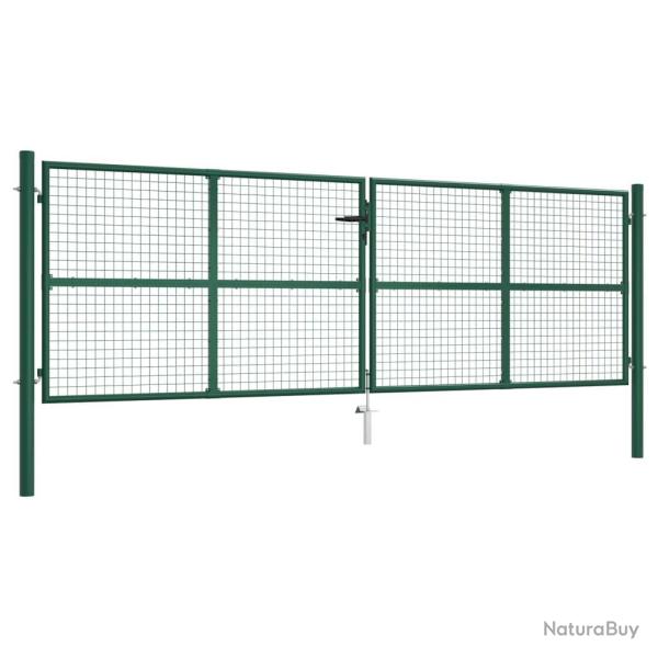 Portail de jardin en acier grillag� 400 x 125 cm vert