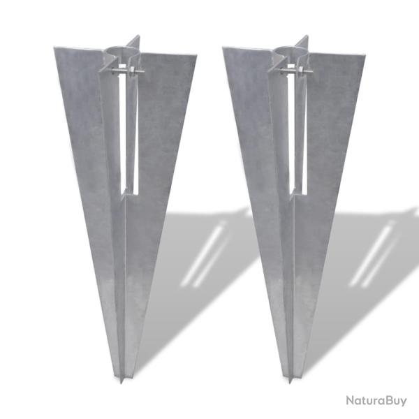 Piquets de poteau de cl�ture 2 pcs acier alsavelo