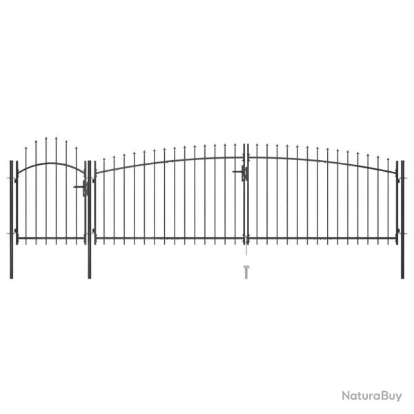 Portail de cl�ture de jardin avec dessus en lance 5x1,75 m Noir alsavelo