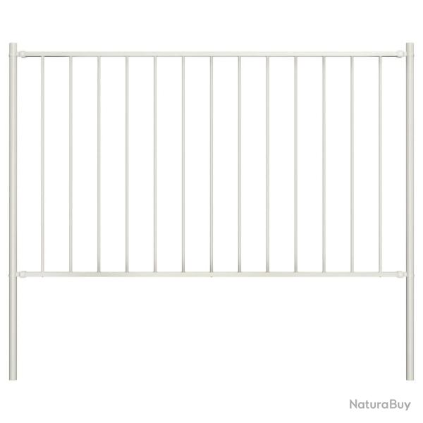 Panneau de clture poteau Acier enduit poudre 1,7x0,75 m Blanc alsavelo