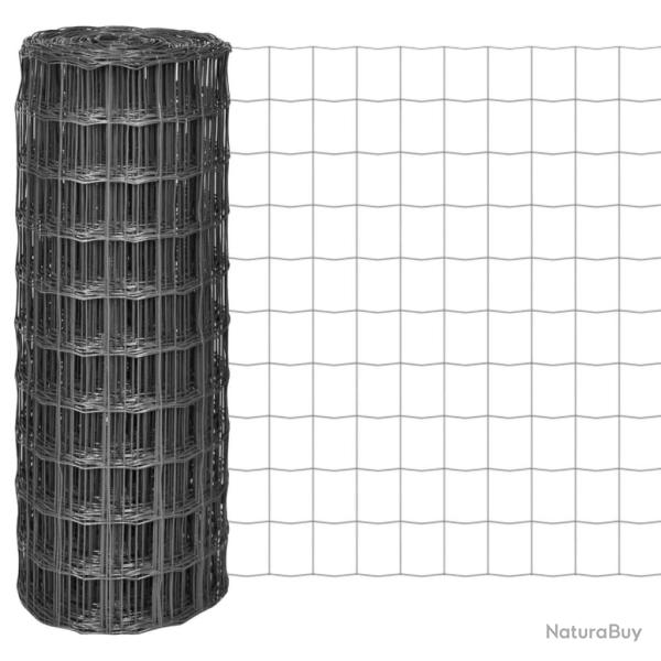 Clture euro Acier 10 x 1 m Gris alsavelo