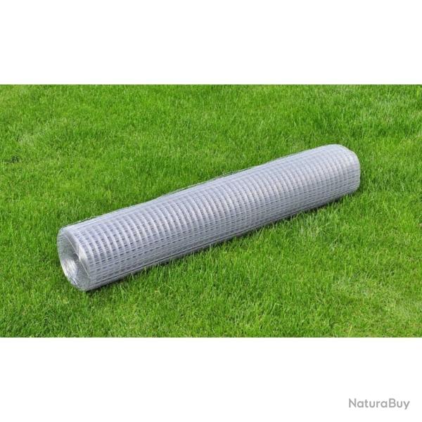 Cl�ture en treillis acier galvanis� carr� 1x25 m argent�