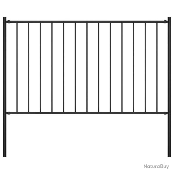Panneau clture et poteaux acier enduit de poudre 1,7x1 m noir alsavelo