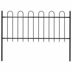 Cl&ocirc;ture de jardin Boxtel avec arceau sup&eacute;rieur en acier 181 x 100 cm noir