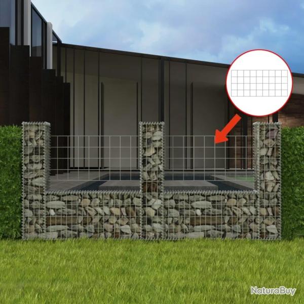 Panier de gabion en forme de U Acier galvanis� 240x20x100 cm alsavelo