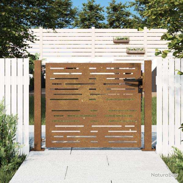 Portail de jardin 100x75 cm en acier Corten, design carr�