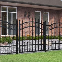 Portail de cl&ocirc;ture Kampen avec pointe en acier noir 103&nbsp;x&nbsp;100&nbsp;cm