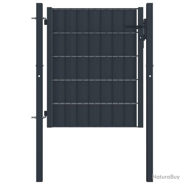 Portail de cl�ture en PVC et acier 100 x 81 cm anthracite