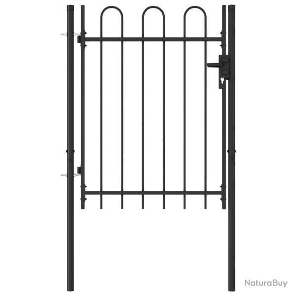 Portillon simple porte avec dessus arqu� Acier 1x1,2 m Noir alsavelo