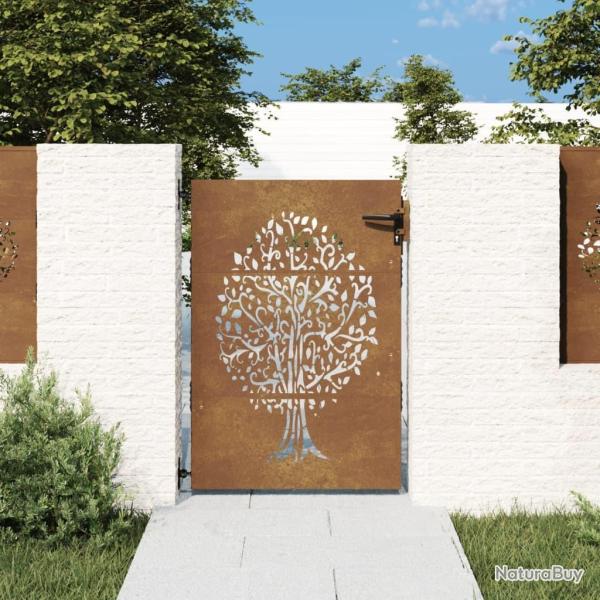 Portail de jardin 85x125 cm acier corten conception de l'arbre alsavelo