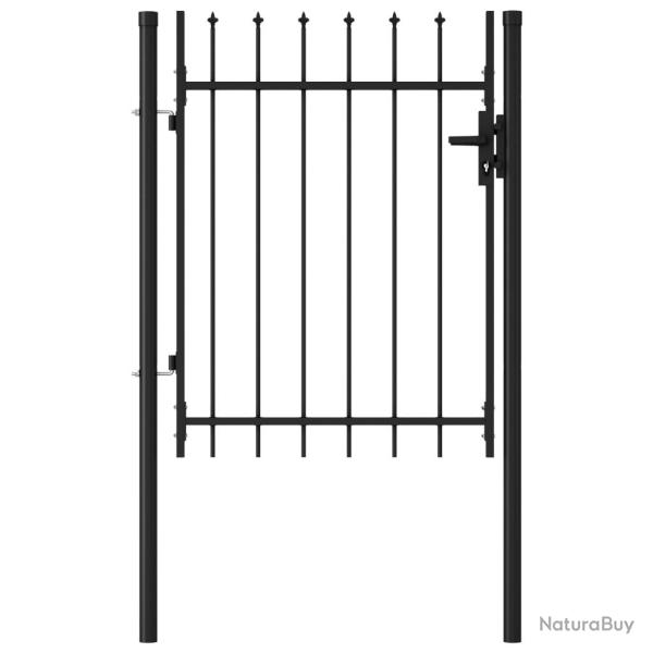 Portillon simple porte avec dessus � pointe Acier 1x1,2 m Noir alsavelo