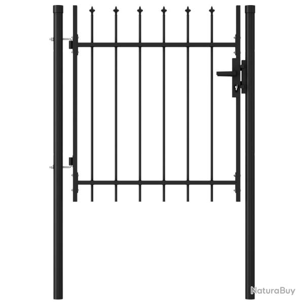 Portail de cl�ture Boxtel � une porte avec pointes sup�rieures, acier 1x1 m noir