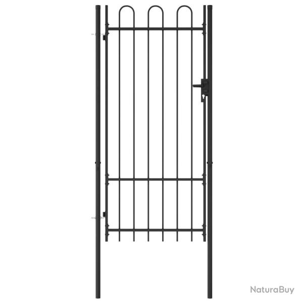 Portillon simple porte avec dessus arqu� Acier 1x2 m Noir alsavelo