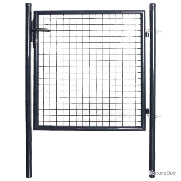 Portail en maille de jardin Acier galvanis� 85,5x100 cm Gris alsavelo