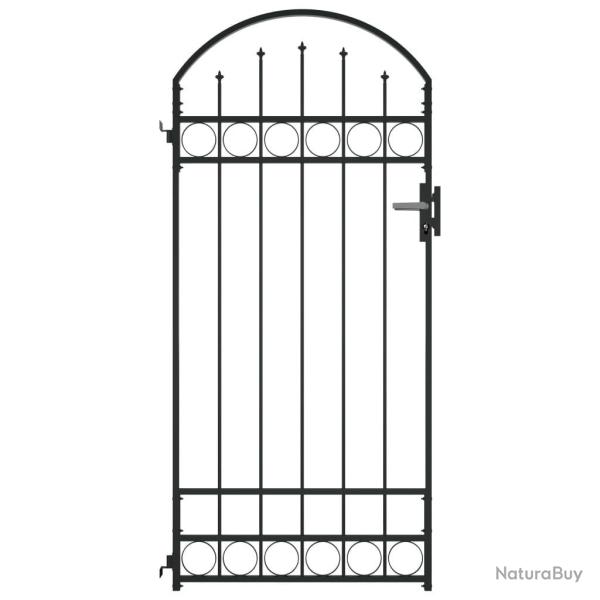 Portail de jardin avec dessus arqu� Acier 89x200 cm Noir alsavelo