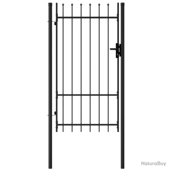 Portail de cl�ture Boxtel � une porte avec pointes sup�rieures, acier 1 x 1,75 m, noir