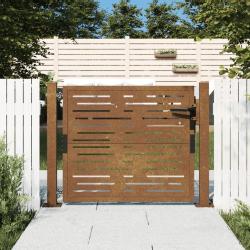 Portail de jardin 100x75 cm en acier Corten, design carr&eacute;
