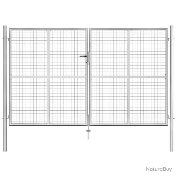 Porte de jardin Acier galvanis� 306x200 cm Argent� alsavelo