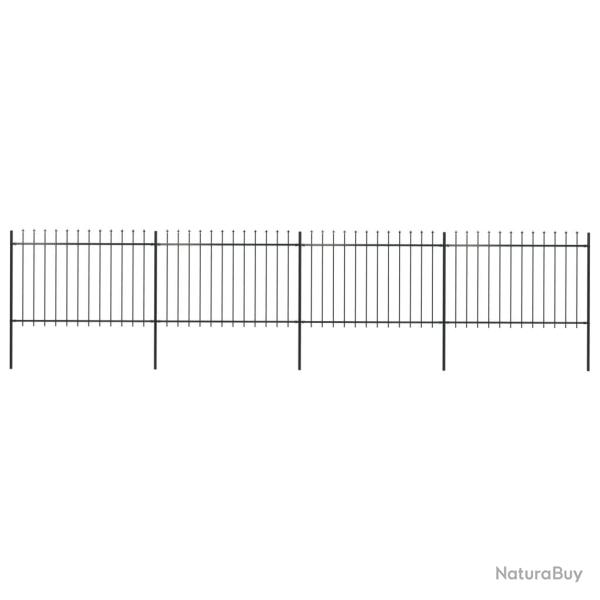 Cl�ture de jardin avec dessus en forme de lance en acier 714,5 x 120 cm Noir