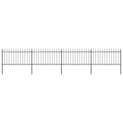 Cl&ocirc;ture de jardin avec dessus en forme de lance en acier 714,5 x 100 cm Noir