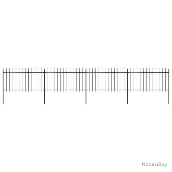 Cl�ture de jardin avec dessus en forme de lance en acier 714,5 x 100 cm Noir