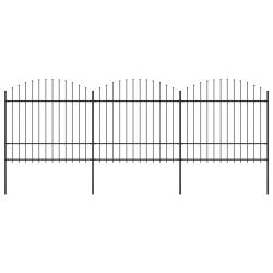 Cl&ocirc;ture de jardin avec dessus en forme de lance en acier 537 x 175 cm Noir