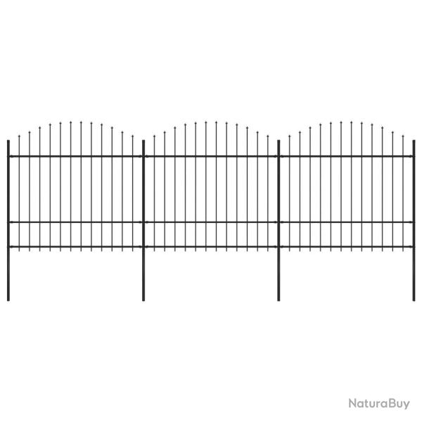 Cl�ture de jardin avec dessus en forme de lance en acier 537 x 175 cm Noir