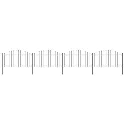 Cl&ocirc;ture de jardin avec dessus en forme de lance en acier 714,5 x 150 cm Noir