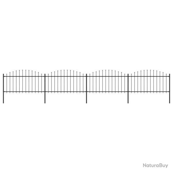 Cl�ture de jardin avec dessus en forme de lance en acier 714,5 x 150 cm Noir