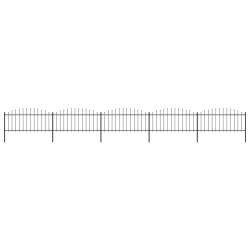 Cl&ocirc;ture de jardin avec dessus en forme de lance en acier 892,5 x 75 cm Noir