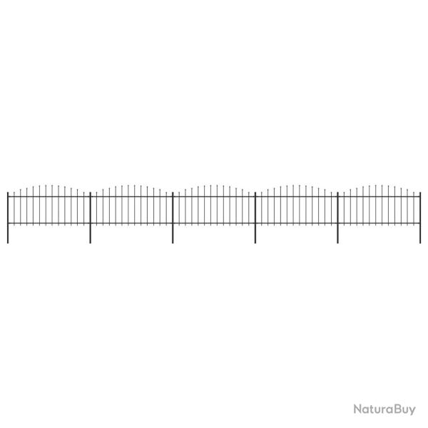 Cl�ture de jardin avec dessus en forme de lance en acier 892,5 x 75 cm Noir