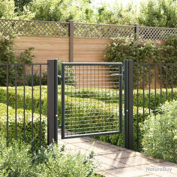 Portail de jardin grillag� en acier galvanis� gris 100 x 75 cm