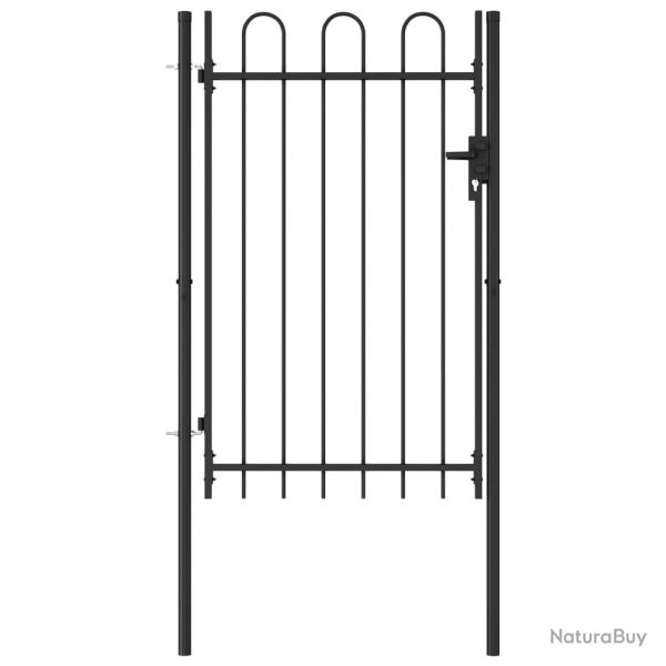 Portail de cl�ture Boxtel � porte simple avec arc en haut, acier 1 x 1,5 m, noir