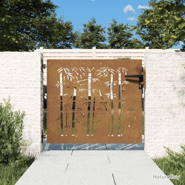 Portail de jardin 85x75 cm acier corten design de bambou